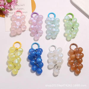 Nuevo colgante de llavero de racimo de uva con cuentas redondas con purpurina, anillo de resorte esmaltado colorido, accesorios, funda para auriculares, decoración - Product Image 1