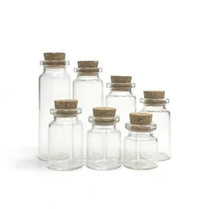 Botellas de vidrio con tapón de corcho 15ml pequeño vidrio pequeño 5ML botellas de perfume creativas transparentes 50ML botellas de vidrio para aceite