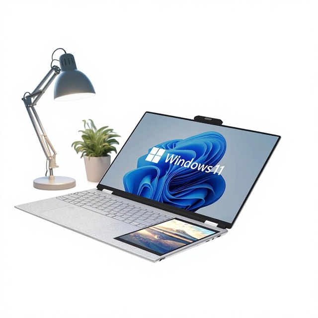 Factory Sale Intel 15.6" +7" Touch Screen Dual-Screen Laptop for Business Office Design Windows 10 SSD Brand New