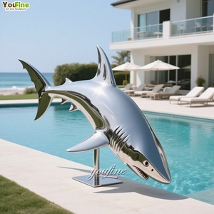 Statue de <span class=keywords><strong>requin</strong></span> en acier inoxydable sur le thème marin, sculpture en métal <span class=keywords><strong>requin</strong></span> - Product Image 4