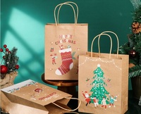 Sac à provisions en papier kraft personnalisé pour Noël Emballage artisanal de cadeaux Sacs à poignée torsadée en papier avec logo pour le festival de Noël