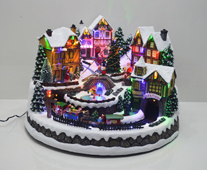 Shiny LED Animated <strong>Christmas</strong> <strong>Village</strong> with Kids Skating and Train Moving Seasonal Decor and Gifts - Product Image 4