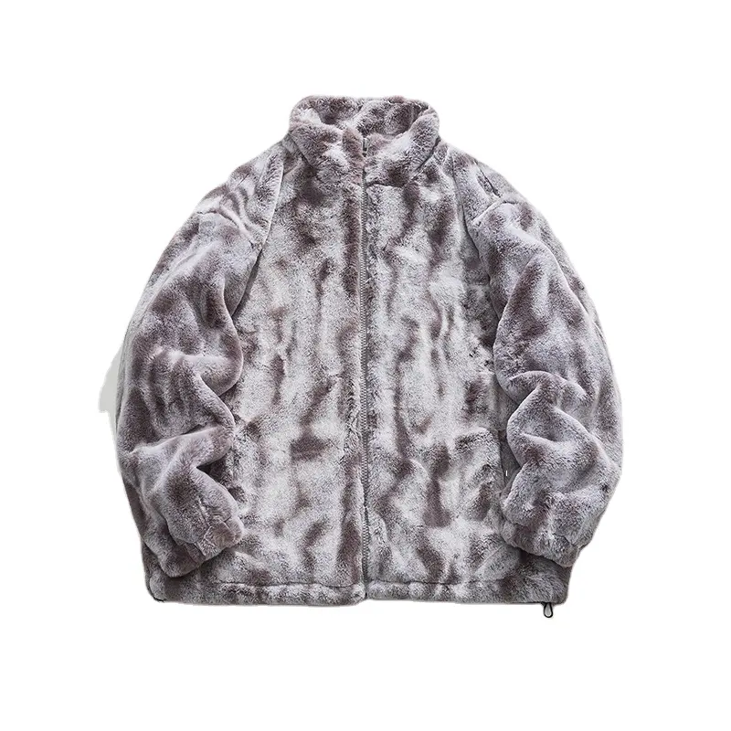 Giacca Sherpa da uomo con Logo personalizzato giacca casual Streetwear con cerniera giacca invernale in caldo pile per uomo