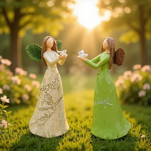 Pot de fleurs en résine de style européen, fabriqué en Chine, pour la décoration intérieure, <span class=keywords><strong>avec</strong></span> ange gardien et colombe en main, cadeau pour la Fête des Mères - Product Image 2