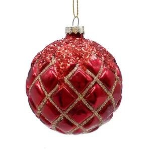 Wholesale christmas tree ornaments red ball glass crafts for wedding