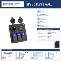 Interrupteur combiné Type B 3 Plus 2 panneaux, 3 interrupteurs à bascule, 2 USB, 1 prise, pour tableau de commande marin et automobile
