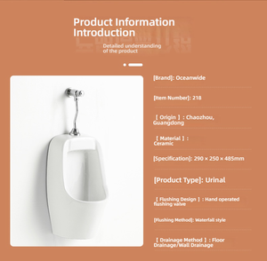 Urinario de cerámica montado en la pared con sensor moderno al por mayor con descarga por gravedad para uso en hoteles y hospitales baño de hombres - Product Image 5
