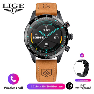 Smartwatch BW0408 in Vera Pelle Marrone per Uomo, Display IPS 1.32\", Impermeabile IP67, Fitness Tracker, Risposta Chiamate, Android - Product Image 2