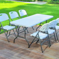 Table de salle à manger pliante portable d'extérieur la plus vendue, 4/6/8 pieds, en plastique blanc, table de buffet moderne avec pieds en tube d'acier, mobilier d'extérieur