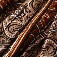 Grand châle vintage à motif vertical Paisley et fleur de cachemire, ton brun, style ethnique exotique, écharpe de voyage