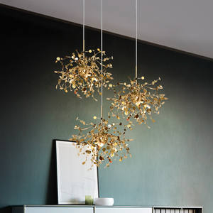 Lustre en acier inoxydable <span class=keywords><strong>argenté</strong></span> avec pendentif en forme de branche de feu d'artifice, idéal pour salle à manger, hôtel, studio - Product Image 3