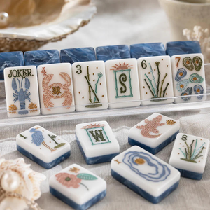 Jeu de tuiles de Mahjong américain de luxe gravées, en acrylique/mélamine, blanc, sculpté, durable, portable, version voyage, petite taille - Product Image 6