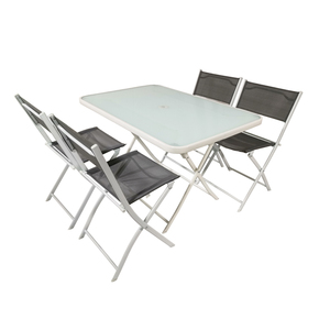 Fabrik-Bistro-Klappstühle und Tisch-Set Tragbare Stahlstühle Rechteckiger Glastisch Garten-Esszimmer-Set - Product Image 5