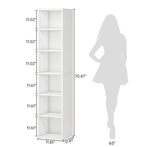 Librería de <span class=keywords><strong>Madera</strong></span> Moderna Blanca para Sala de Estar, Estante Esquinero de 6 Niveles, <span class=keywords><strong>Rectangular</strong></span>, Simple - Product Image 5