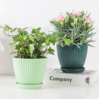 Pot de fleurs d'intérieur en résine avec plateau, durable, écologique, économique, rond, pour la culture d'herbes et de cactus, utilisation à la maison et au jardin