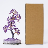 Arbre en cristal d'améthyste naturelle, base en amas d'améthyste, arbre à billets fait main en pierres précieuses pour la décoration intérieure et comme cadeau de guérison