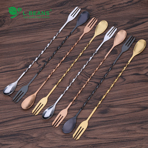 Cuchara de Bar de Acero Inoxidable L-Beans de 32 cm de Largo, Utensilio para Mezclar Cócteles, Juego de Cuchara y Tenedor - Product Image 1