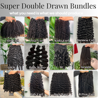 Lot de Cheveux Indiens Bruts Super Double Drawn Non Traités 12A Cheveux Vierges Afro Kinky Curl 3 Paquets Double Trame Couleur Naturelle