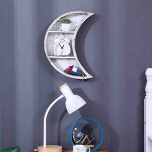 Rak Bulan Kayu Dekorasi Rumah Terpasang Di Dinding Kayu Rak Penyimpanan Minyak Esensial Mengambang - Product Image 5