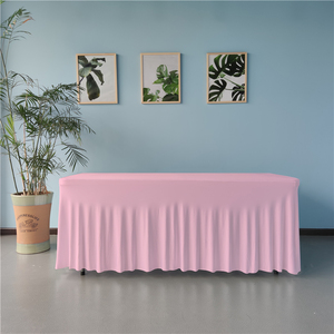 Tovaglia in spandex con gonna da tavolo elasticizzata rosa da 6 piedi <span class=keywords><strong>per</strong></span> eventi nuziali - Product Image 1