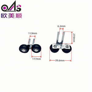 Roulettes de <span class=keywords><strong>porte</strong></span> <span class=keywords><strong>coulissante</strong></span> de <span class=keywords><strong>placard</strong></span> durables, plaquées zinc, en nylon et en fer, avec roulettes de guidage supérieures <span class=keywords><strong>pour</strong></span> une grande stabilité. - Product Image 2
