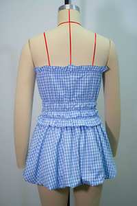 Vivblook Z811ST03 Conjunto de 2 piezas para mujer, conjunto de 2 piezas a cuadros con estampado de rayas, Tops sin tirantes, falda hinchada plisada, conjunto de talla grande para mujer - Product Image 4