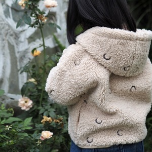 Nouveau mignon motif à carreaux polaire fourrure broderie <span class=keywords><strong>manteau</strong></span> d'hiver pour bébé enfant en bas âge nourrissons vêtements d'extérieur chauds cape veste - Product Image 6