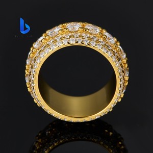 Wholesale VVS Moissanite 5 Row Prong Set <strong>Sterling</strong> <strong>Silver</strong> 18K Gold Plated Luxury Eternity Band <strong>Ring</strong> for <strong>Men</strong> - Product Image 4