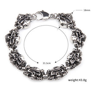 Pulsera de calavera gruesa para hombre, brazalete de Color hecho a mano, PUNK, gótico, delicado, regalo para novio - Product Image 6