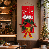 Guirlande de Noël traditionnelle à carreaux avec lanternes et elfes, idéale pour la famille, les restaurants, les KTV et les centres commerciaux, pour une ambiance saisonnière.
