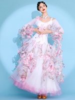 Vente en gros pas cher de haute qualité vêtements de performance blancs femmes adultes robe de compétition de salle de bal