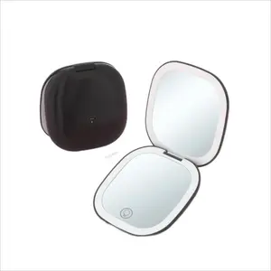 3 modelos, regulable, 2 caras, recargable, aumento de 1X/10X, espejo de maquillaje compacto de viaje personalizado, espejo de bolsillo iluminado