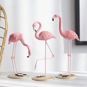 Figurine de flamant rose Kch en résine, style dessin animé, ornement de bureau, décoration d'intérieur - Product Image 2