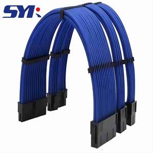 Cable de extensión de alimentación de ordenador de chasis ATX 4 juegos 24 + 4 + 4 + 6 pines conjunto de Cable de arco de malla trenzada de nailon 24 + 4 + 4 + 6 pines arnés de cableado - Product Image 4