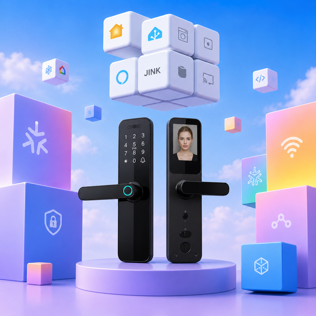 JINK Lock H37 Matter WiFi Smart Door Lock Face Recognition Fingerprint Password APP Control for Home Apartment Hotel