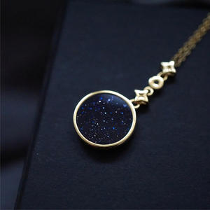 Collar de Clavícula Delicado con Fase Lunar y Estrella de Piedra Arenisca Azul de Estilo Minimalista, Joyería de Moda, Collar con Colgante para Mujer, Joyería Diaria - Product Image 6