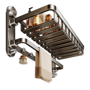 ราวแขวนผ้าขนหนูแบบดูดติดผนัง 60 ซม. 4 ราว ชั้นวางของในห้องน้ำทันสมัย พร้อมราวแขวน วัสดุ ABS อลูมิเนียม และเหล็ก - Product Image 3