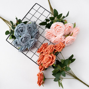Ramo de Rosas de Diamantes de Lujo con 9 Cabezas, Flores Artificiales de Seda para Decoración del Hogar, Puerta, Boda, Fondo, Arte Floral, Arreglos Florales - Product Image 3