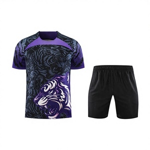Maillots de football de haute qualité édition joueur rose, logo personnalisé, nom, uniforme de football d'été court, 100% polyester, séchage rapide - Product Image 3