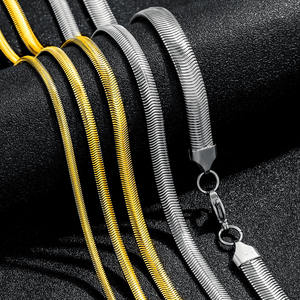 Venta al por mayor cuello hallazgos de joyería componentes 3-8mm personalizado plano <span class=keywords><strong>Metal</strong></span> Acero inoxidable serpiente collares cadenas para Mujeres Hombres - Product Image 1