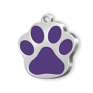 Targhetta identificativa per animali domestici in metallo viola con zampa piccola per cani - Product Image 1