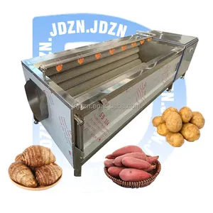 Machine automatique de lavage et d'épluchage de pommes de terre industrielle équipement de nettoyage de brosse à pommes de terre entièrement automatique prix bon marché