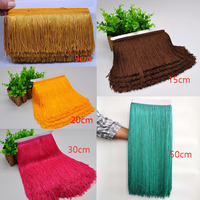 Vente en gros de franges en tissu polyester soyeux de 50 cm (20 pouces) de long pour robe de mode