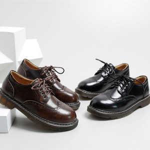 Men's Genuine Leather Solid Color Heightening Summer Breathable Lace-up Boots British <b>Style</b> Big <b>Head</b> Casual Black Business - Product Image 1