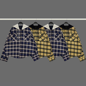 เสื้อเชิ้ตลายตารางแบบสวมได้สองด้าน แขนยาว ทรงหลวม มีฮู้ด สำหรับผู้ชาย รุ่นใหม่ล่าสุด - Product Image 3