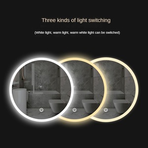 Modern Round LED Smart Mirror with Touch Switch Dimmable <strong>Lighting</strong> 5mm Copper-free Mirror for Hotel CRI 90+ Bath Mirrors Smart - Product Image 2