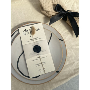 Cá nhân hoá tùy chỉnh Bunny Tail Wedding Bảng <span class=keywords><strong>menu</strong></span> thẻ với sáp màu đen con dấu và vellum - Product Image 4