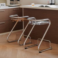 Chaise de bar moderne et écologique en acier chromé, couleur crème macaron, pour petite table haute de salle à manger d'appartement