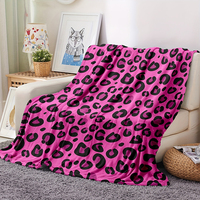 Usine personnalisé en gros doux et chaud rose imprimé léopard flanelle polaire jeter couverture pour canapé canapé