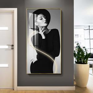 Peinture sur Porcelaine Cristalline Personnalisée pour Décoration Murale, Impression HD, Élégante Peinture de Dame, Art Mural LED pour Hôtel et Salon – Vente en Gros - Product Image 2